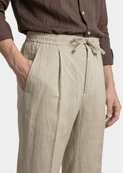Drawstring Coastal Trousers - Sand | Arventti