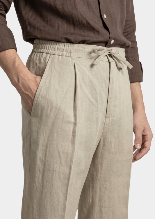 Drawstring Coastal Trousers - Sand | Arventti