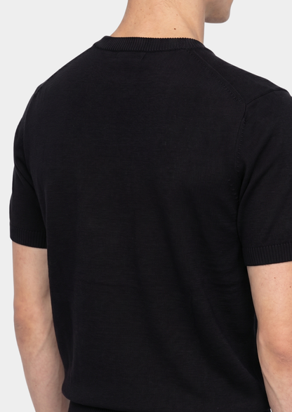Essential Black Knitted Crewneck T-Shirt | Arventti