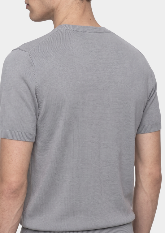 Essential Fog Gray Knitted Crewneck T-Shirt | Arventti