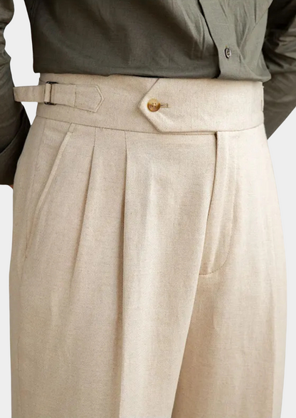 Napoli Pleated Coastal Trousers - Sand | Arventti