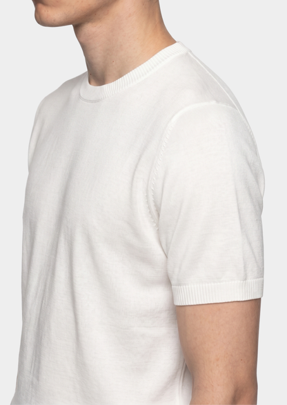 Essential White Knitted Crewneck T-Shirt | Arventti
