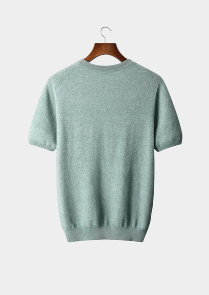 Premium Cashmere Classic Crewneck T-Shirt - Verdant Slate | Arventti