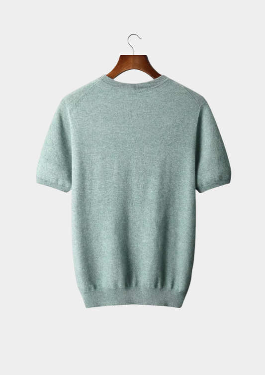 Premium Cashmere Classic Crewneck T-Shirt - Verdant Slate | Arventti