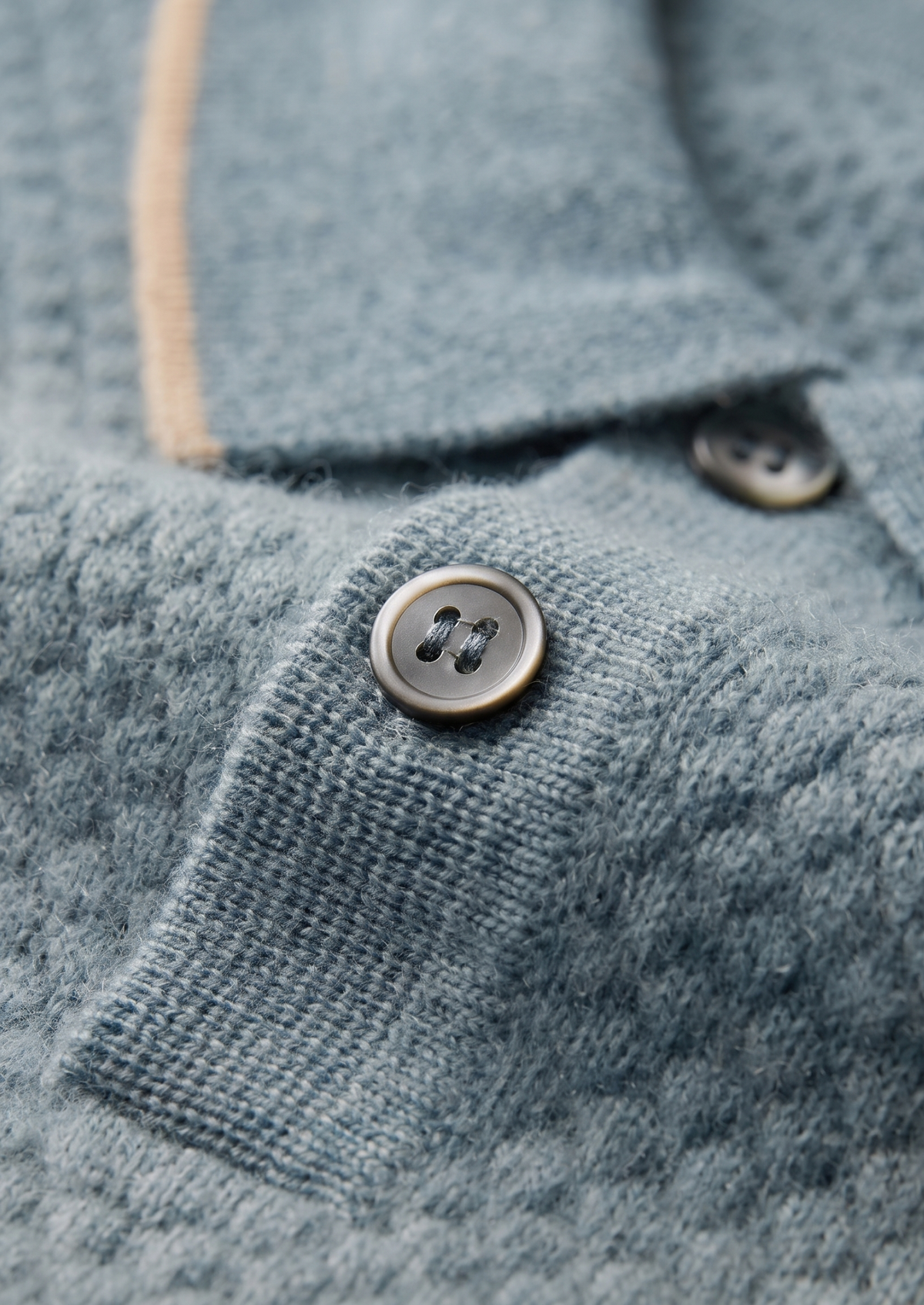Premium Cashmere Sea Blue Two-Tone Polo | Arventti