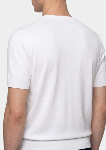 Essential White Knitted Crewneck T-Shirt | Arventti