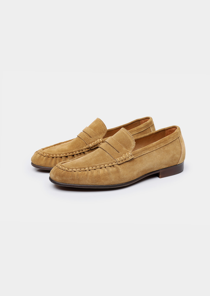 Caramel Classic Penny Suede Loafers | Arventti