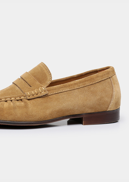Caramel Classic Penny Suede Loafers | Arventti