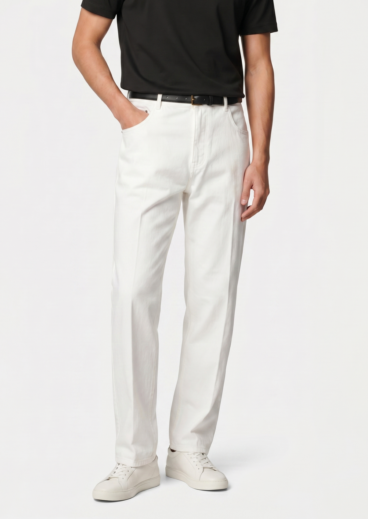 Essential White Straight Leg Denim Trousers | Arventti