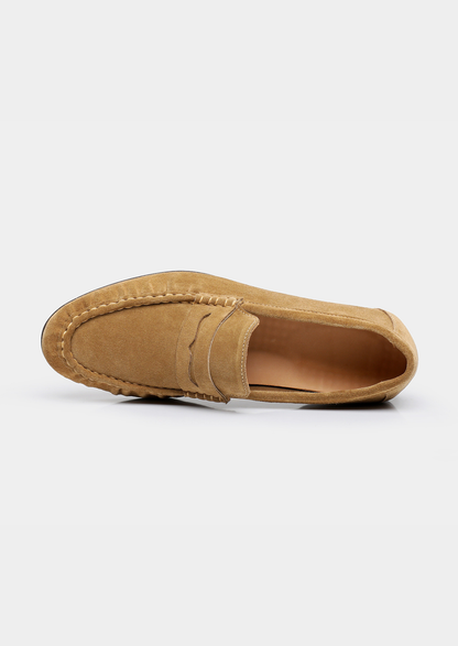 Caramel Classic Penny Suede Loafers | Arventti