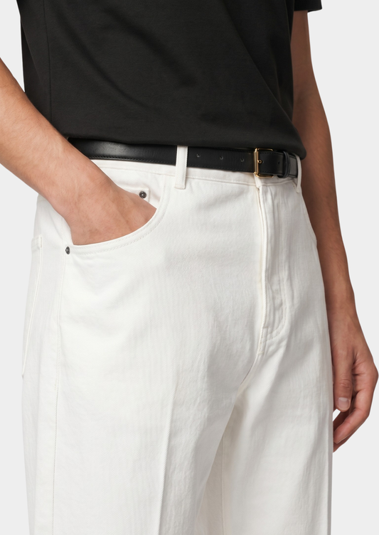 Essential White Straight Leg Denim Trousers | Arventti