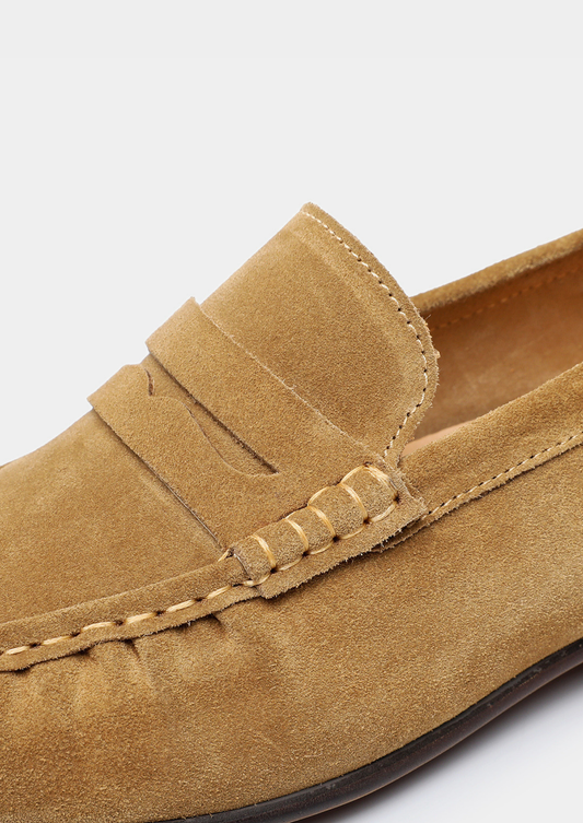 Caramel Classic Penny Suede Loafers | Arventti