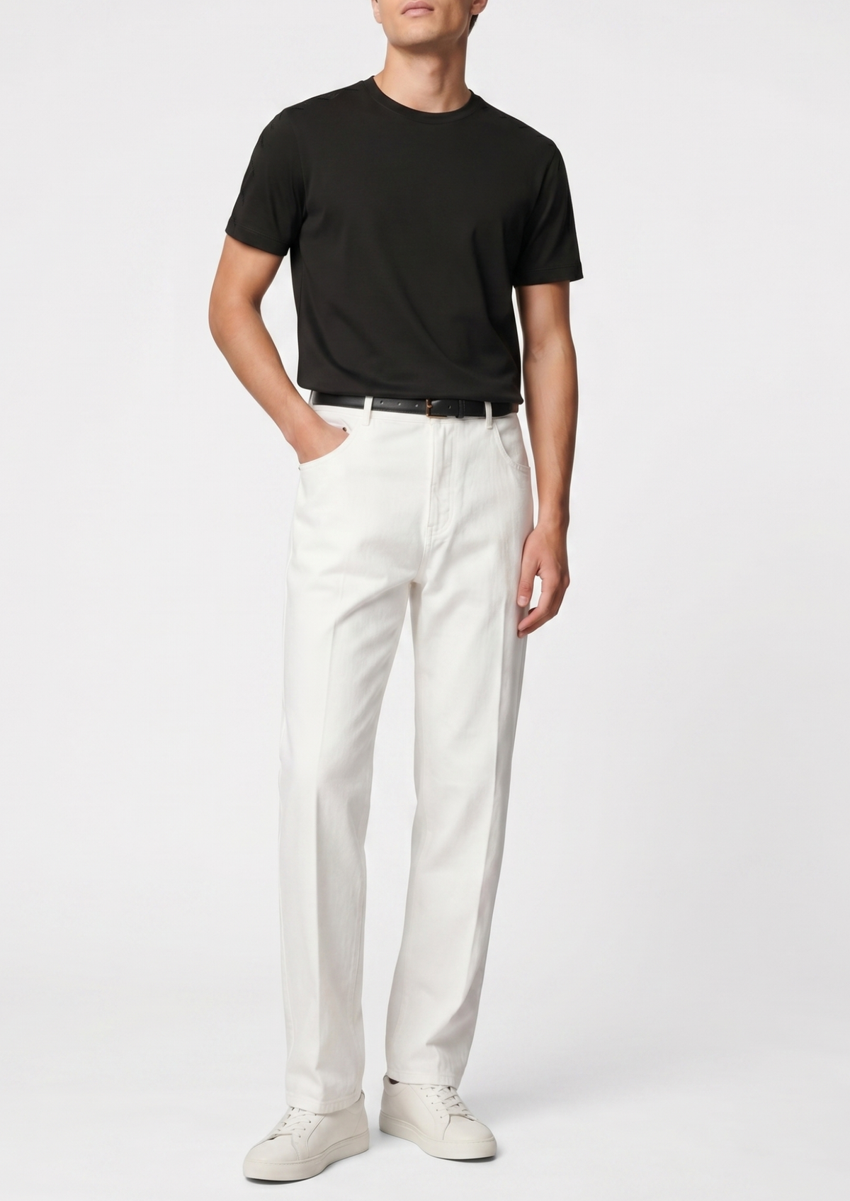 Essential White Straight Leg Denim Trousers | Arventti