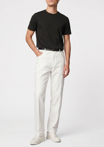 Essential White Straight Leg Denim Trousers | Arventti