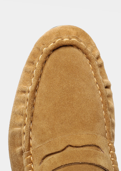 Caramel Classic Penny Suede Loafers | Arventti