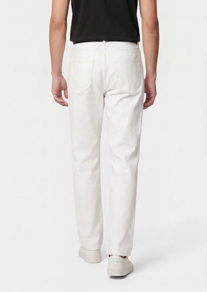 Essential White Straight Leg Denim Trousers | Arventti