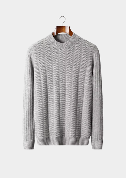 Pure Extra-Fine Merino Wool Herringbone Crewneck | Arventti
