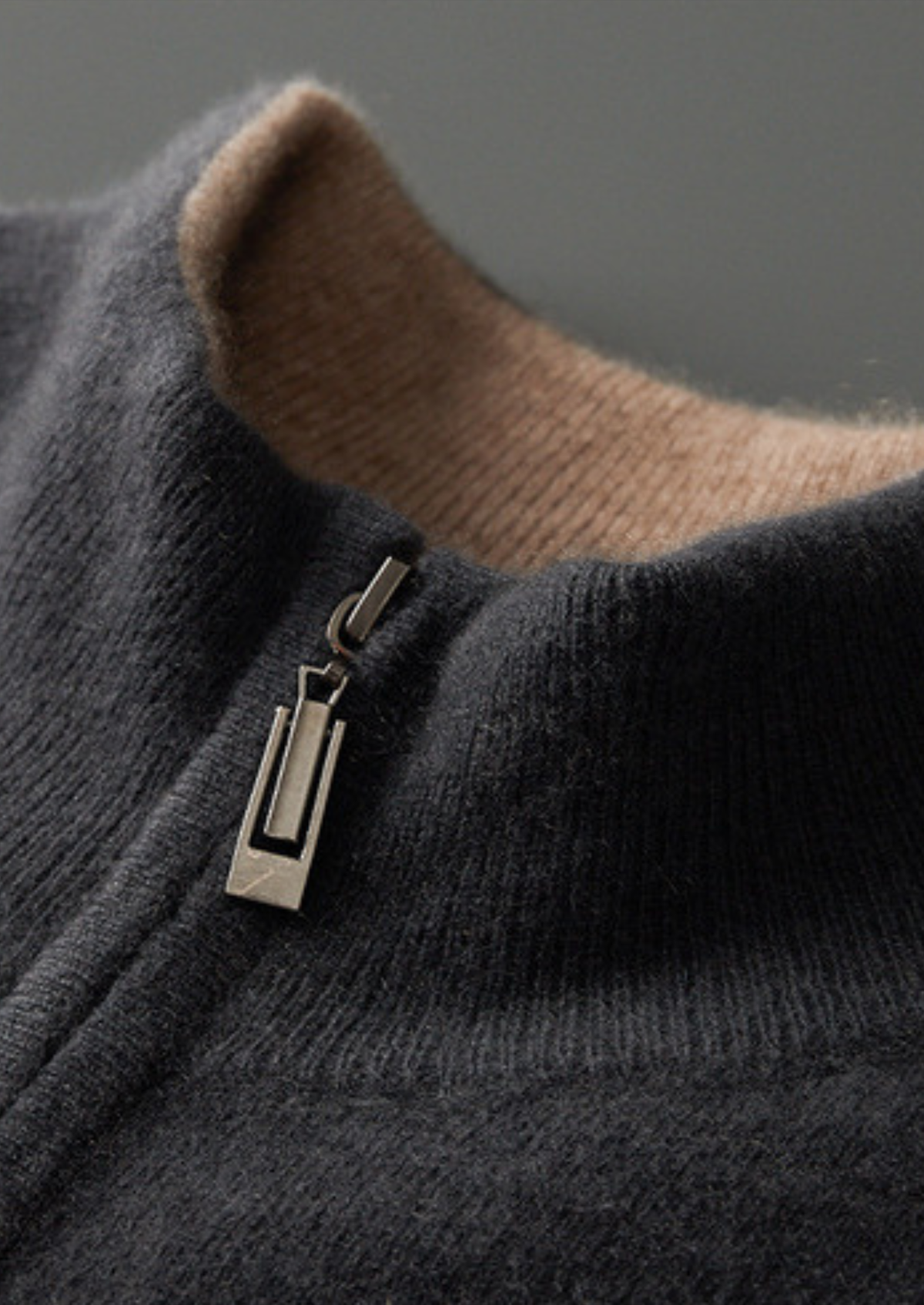 Pure Cashmere Dark Gray Dual Zip Cardigan | Arventti