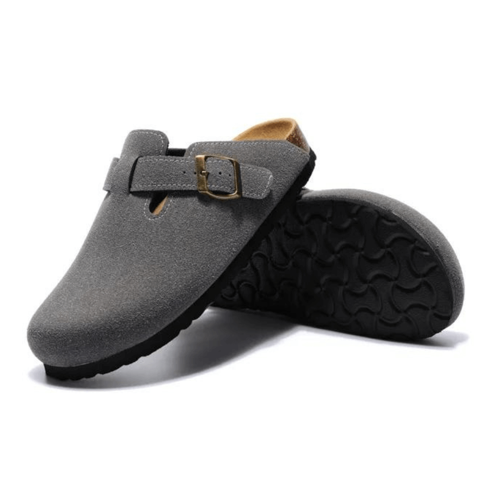Arventti Suede Boston Clogs - Dark Grey