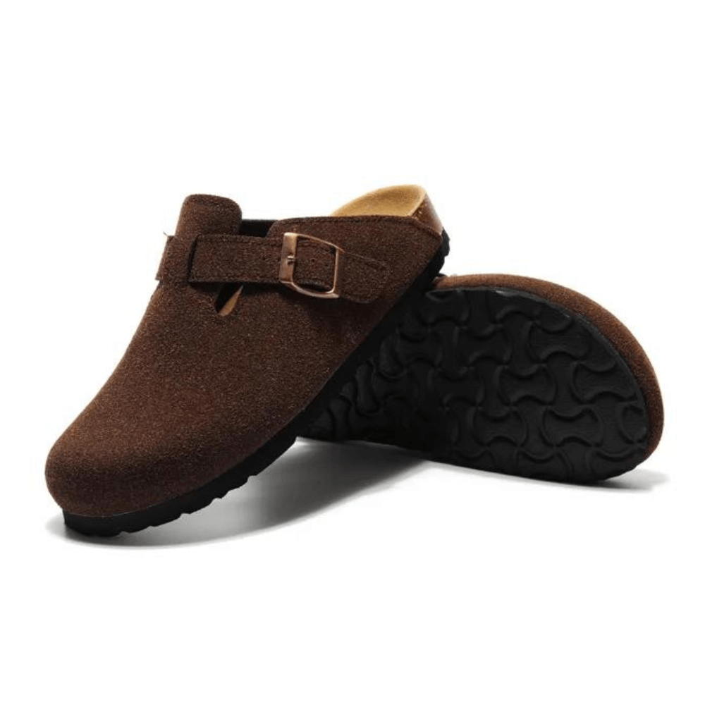 Arventti Suede Boston Clogs - Dark Brown