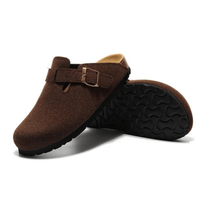 Arventti Suede Boston Clogs - Dark Brown