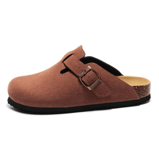 Arventti Suede Boston Clogs - Chestnut