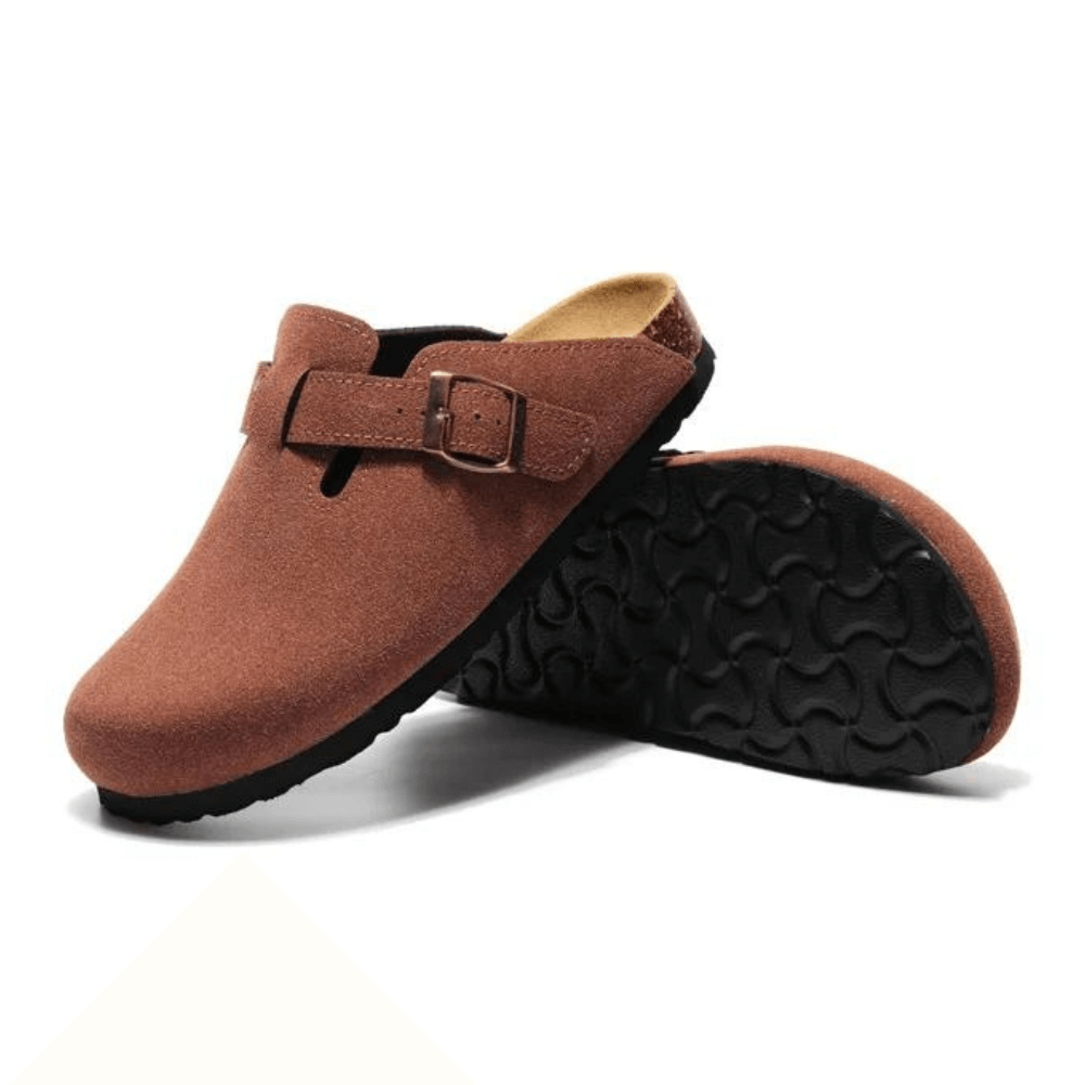 Arventti Suede Boston Clogs - Chestnut
