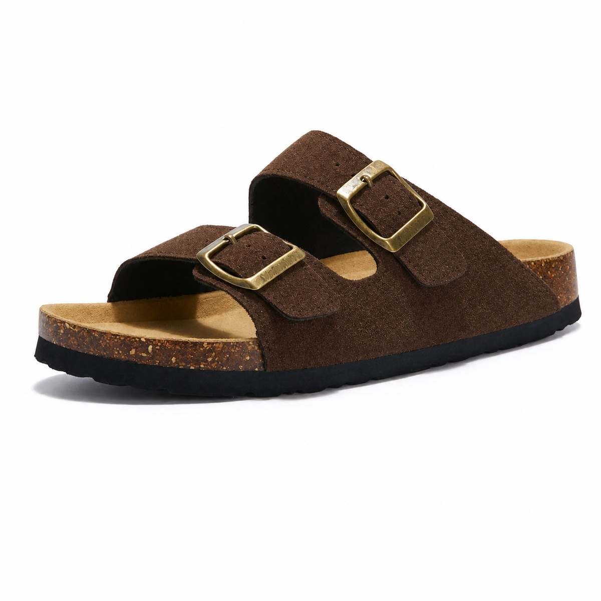 Maibulun Suede Arizona Sandals - Dark Brown | Arventti