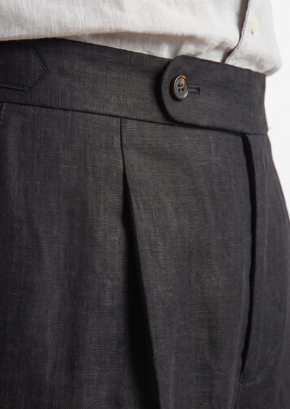 Tuscany Pleated Coastal Trousers - Black | Arventti