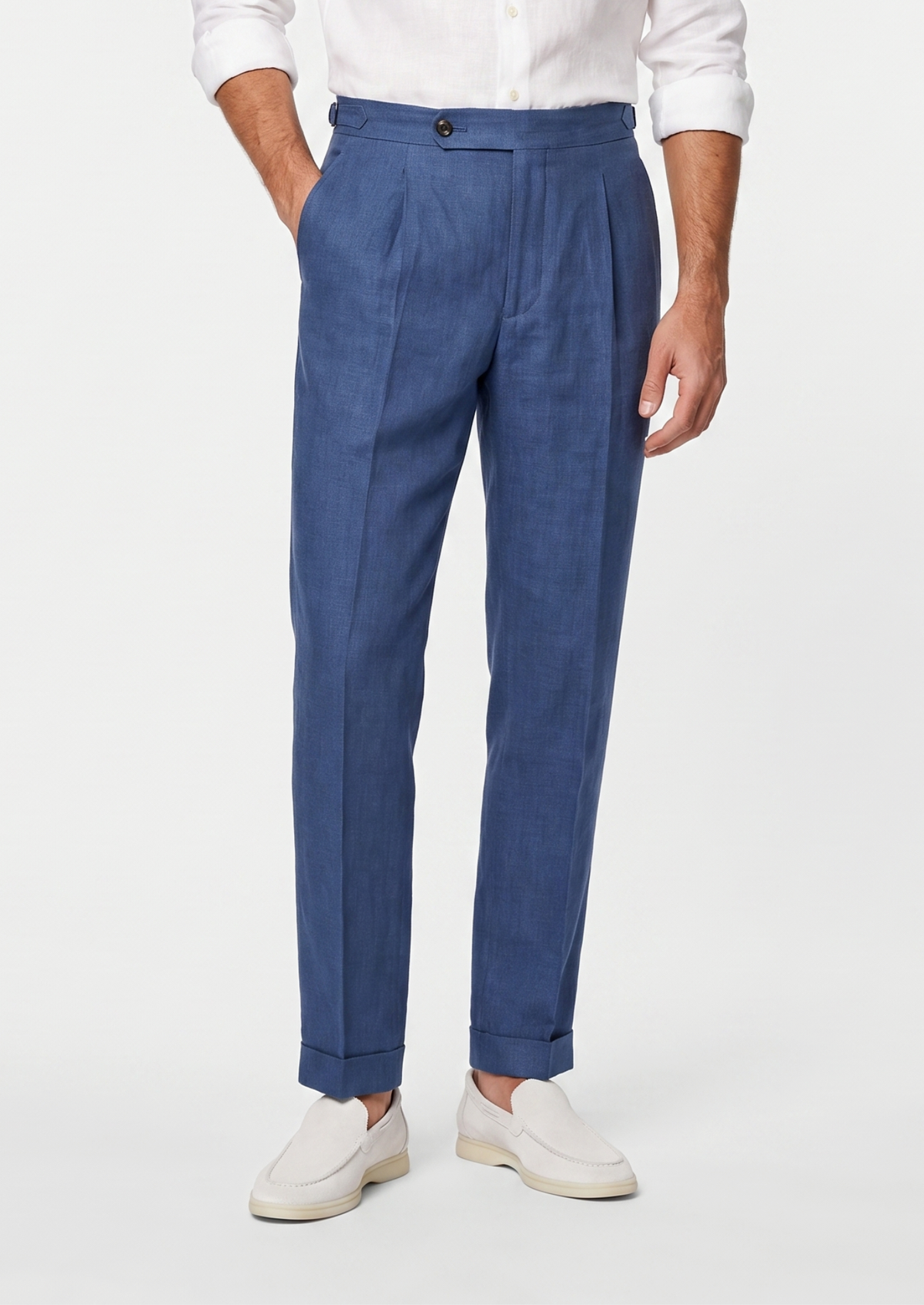 Tuscany Pleated Coastal Trousers - Blue | Arventti