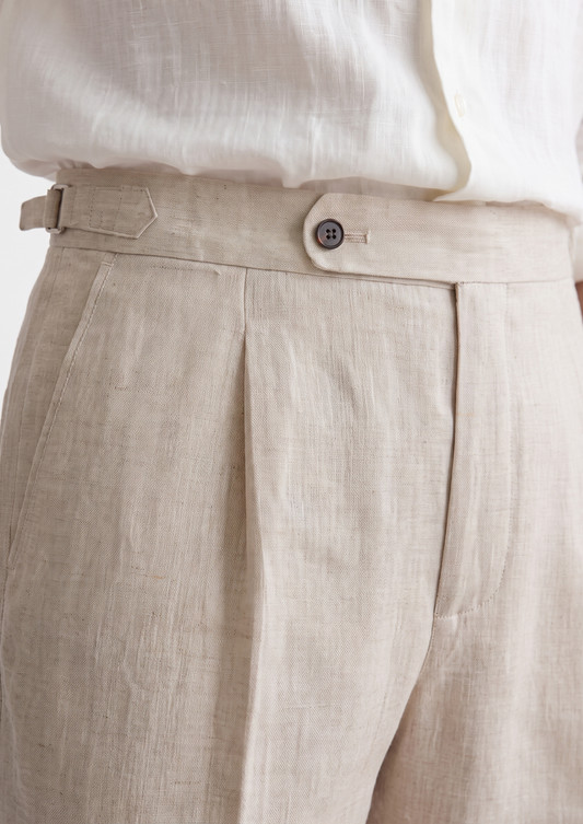 Tuscany Pleated Coastal Trousers - Ivory | Arventti