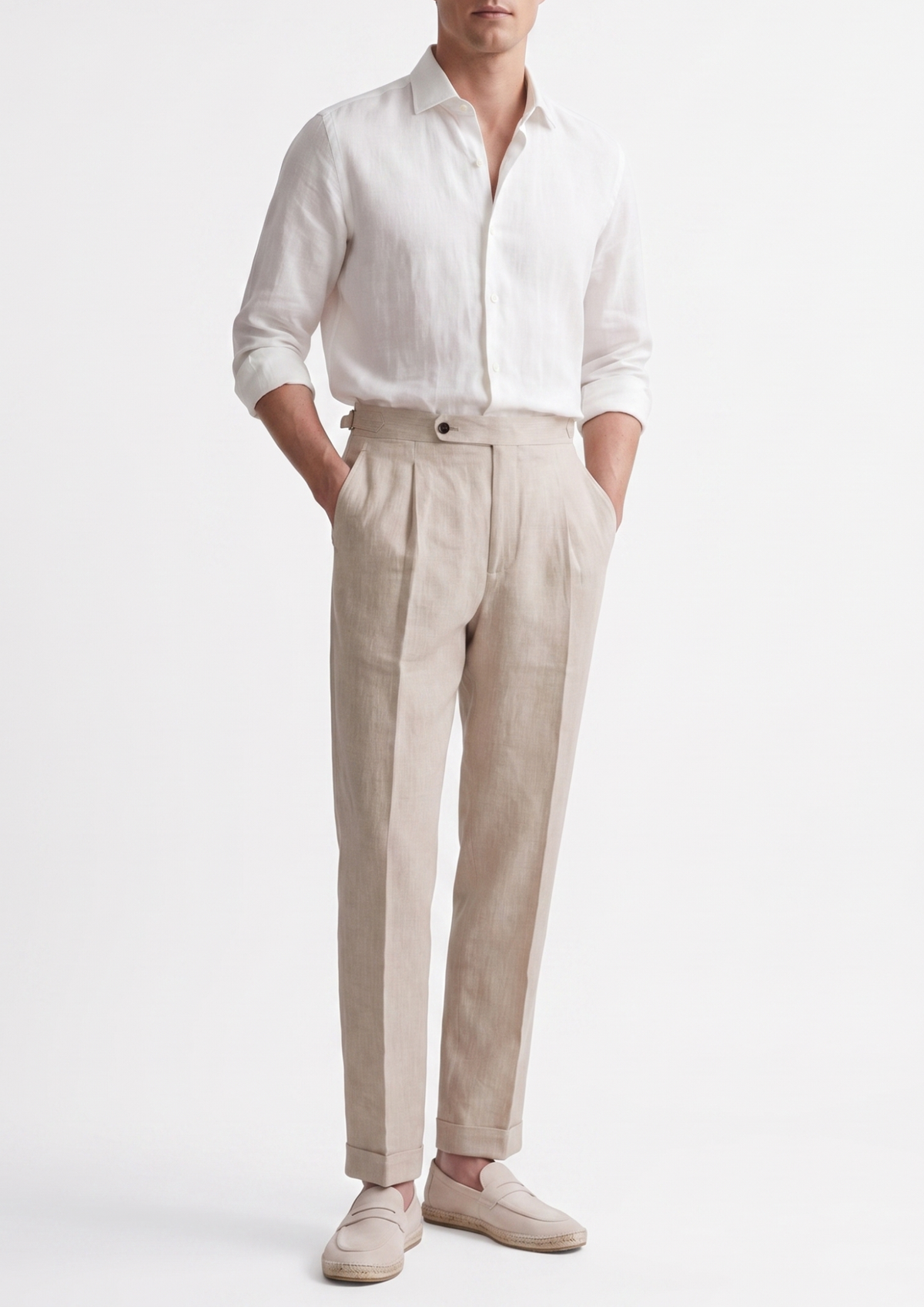 Tuscany Pleated Coastal Trousers - Ivory | Arventti
