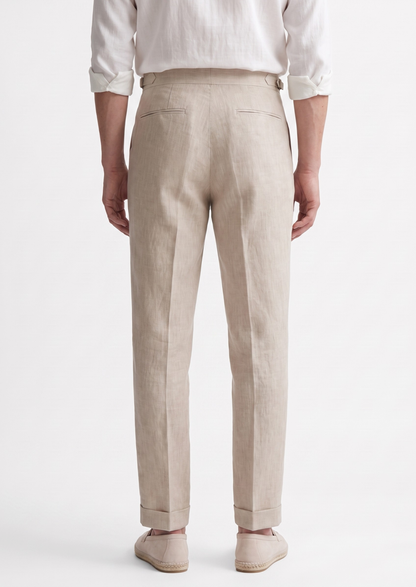 Tuscany Pleated Coastal Trousers - Ivory | Arventti