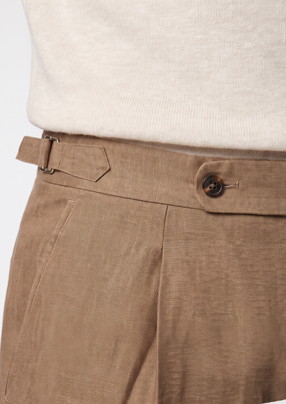 Tuscany Pleated Coastal Trousers - Caramel | Arventti