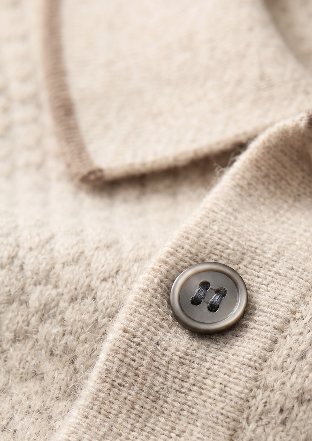 Premium Cashmere Ivory Two-Tone Polo | Arventti