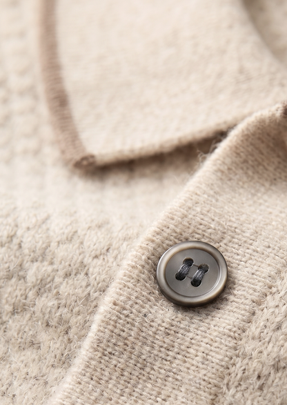 Premium Cashmere Ivory Two-Tone Polo | Arventti