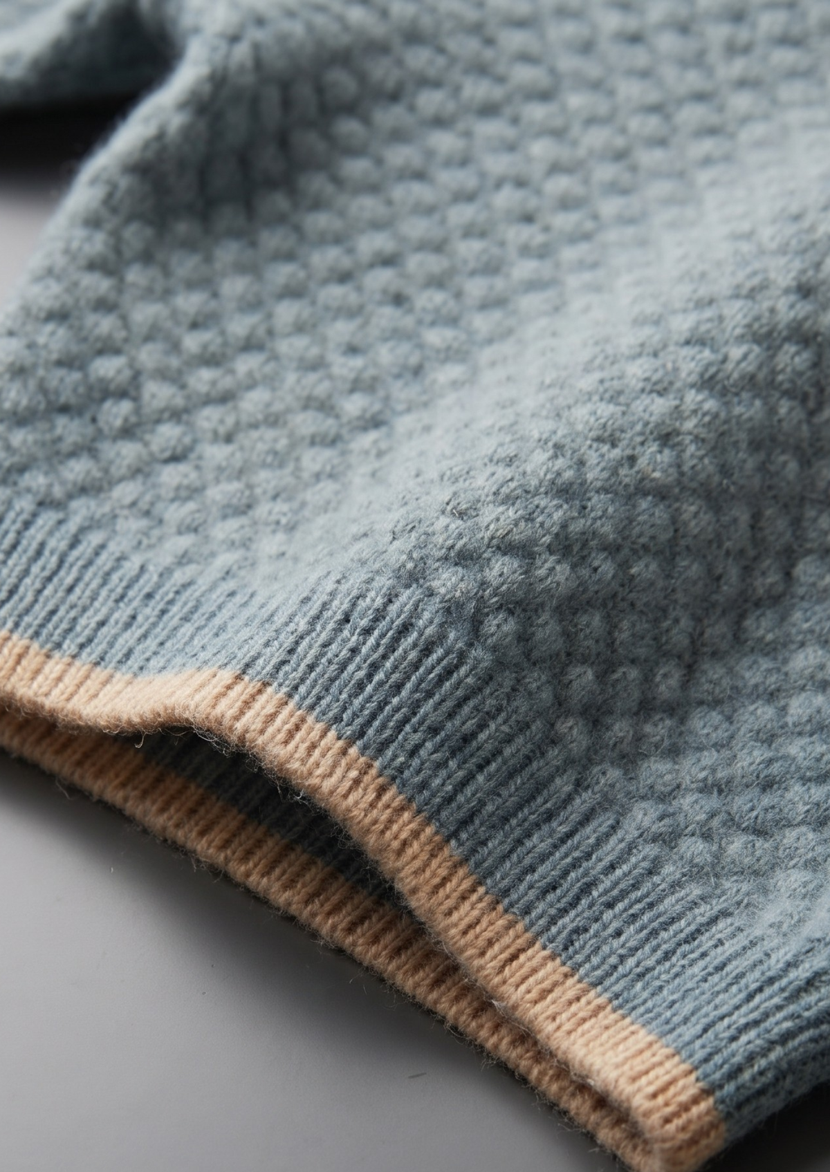 Premium Cashmere Sea Blue Two-Tone Polo | Arventti