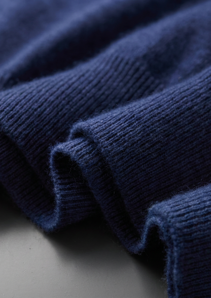 Premium Cashmere Classic Crewneck T-Shirt - Navy Blue | Arventti