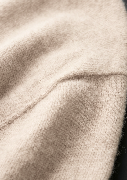 Premium Cashmere Classic Crewneck T-Shirt - Ivory Mocha | Arventti