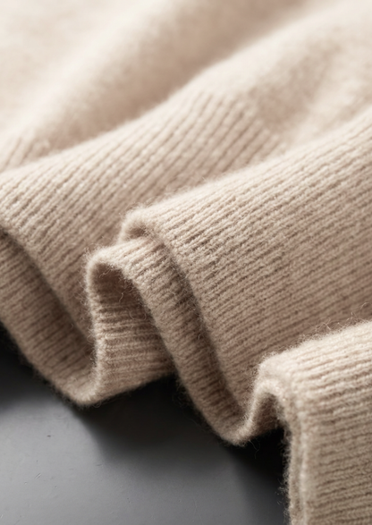 Premium Cashmere Classic Crewneck T-Shirt - Ivory Mocha | Arventti