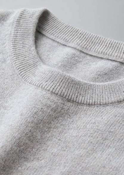Premium Cashmere Classic Crewneck T-Shirt - Light Gray | Arventti
