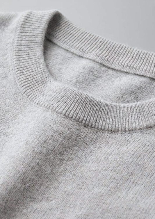 Premium Cashmere Classic Crewneck T-Shirt - Light Gray | Arventti