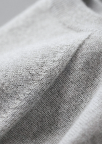 Premium Cashmere Classic Crewneck T-Shirt - Light Gray | Arventti