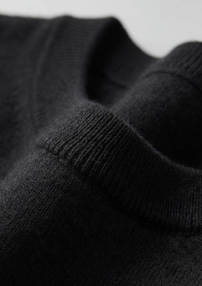 Premium Cashmere Classic Crewneck T-Shirt - Black | Arventti