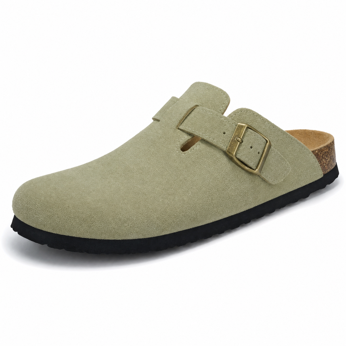 Arventti Suede Boston Clogs - Matcha Green