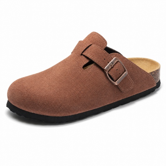 Arventti Suede Boston Clogs - Chestnut