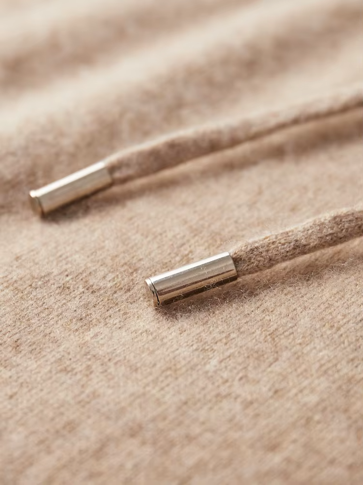 Pure Extra-Fine Merino Wool Beige Leisure Hoodie | Arventti