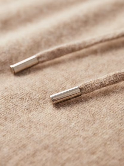 Pure Extra-Fine Merino Wool Beige Leisure Hoodie | Arventti