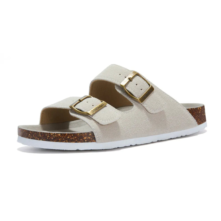 Arventti Suede Arizona Sandals - Cream