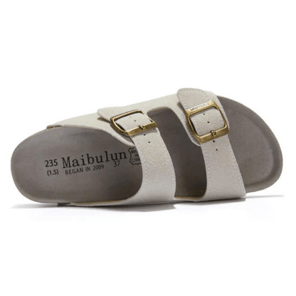 Maibulun Suede Arizona Sandals - Cream | Arventti